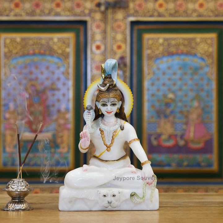 10" Pure White Marble Lord Shiva Murti