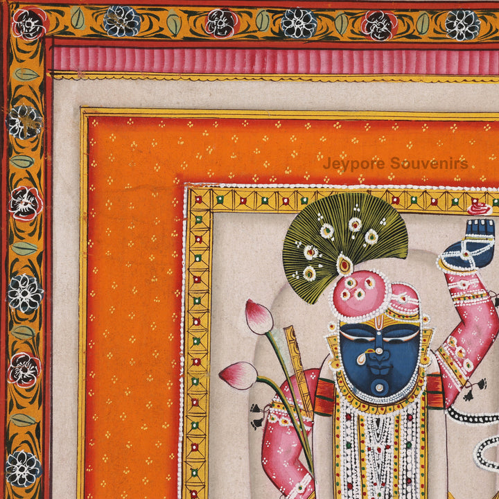 Handcrafted Pichwai Style Shrinathji Painting on Cotton Cloth