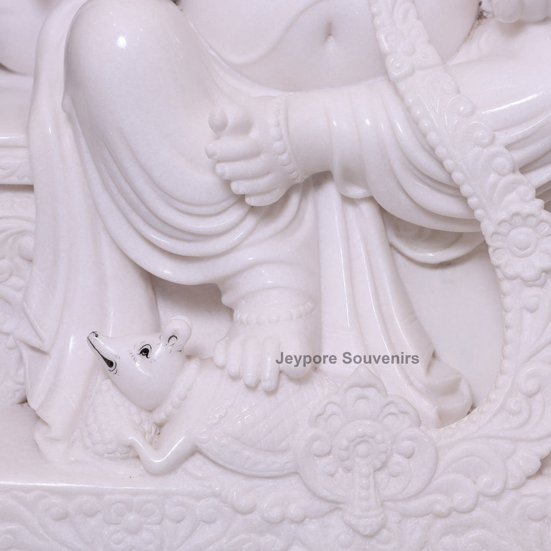 27" Handcrafted  Pure White Marble Lord Ganesha Statue