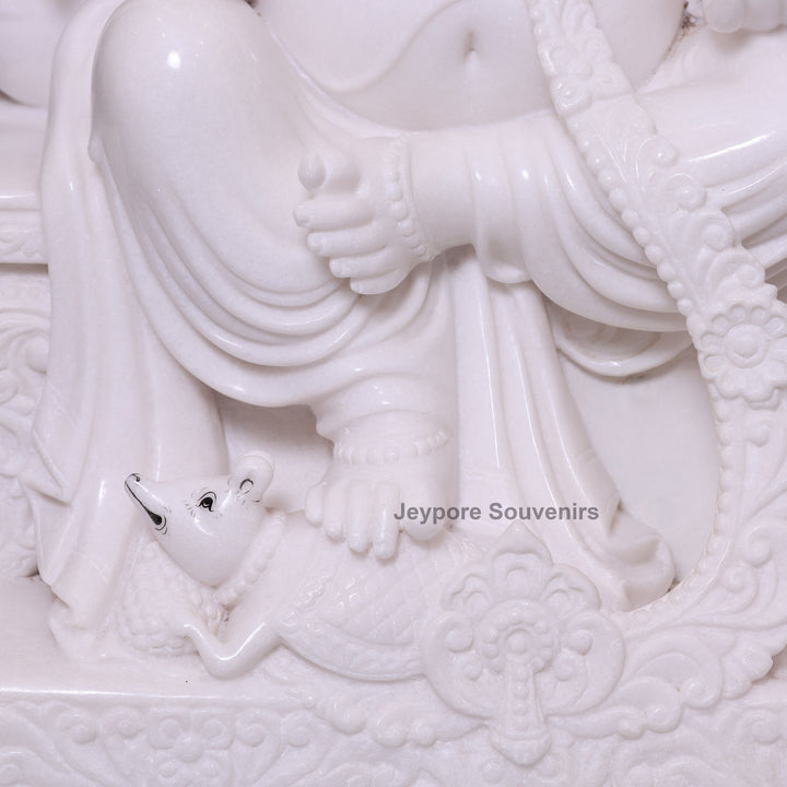 27" Handcrafted  Pure White Marble Lord Ganesha Statue