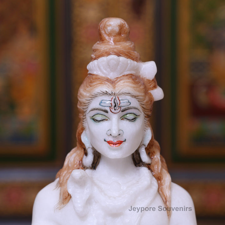 10" Pure White Marble Lord Shiva Statue