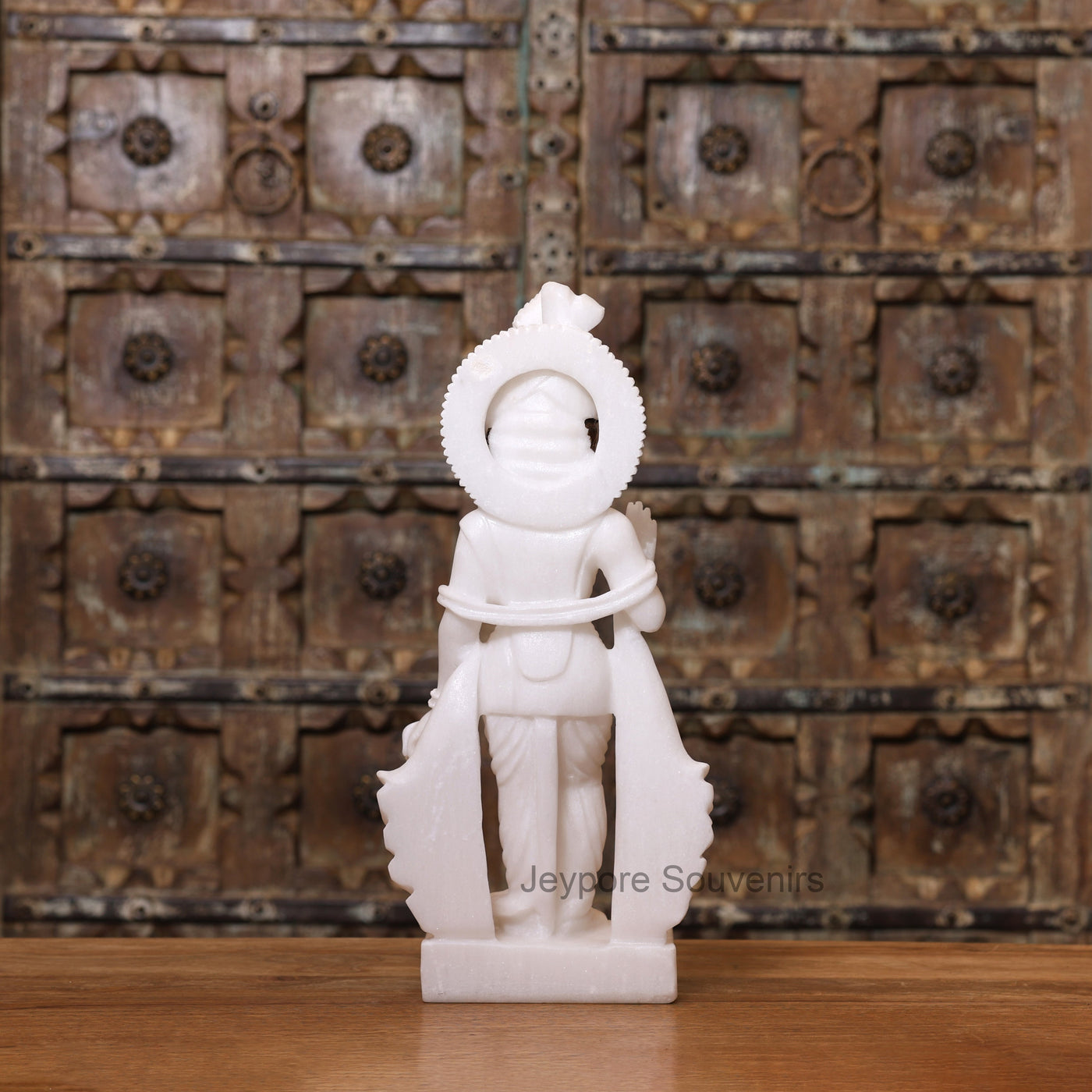 18" Handcrafted Pure White Marble Radha Krishna Pair Sculptures