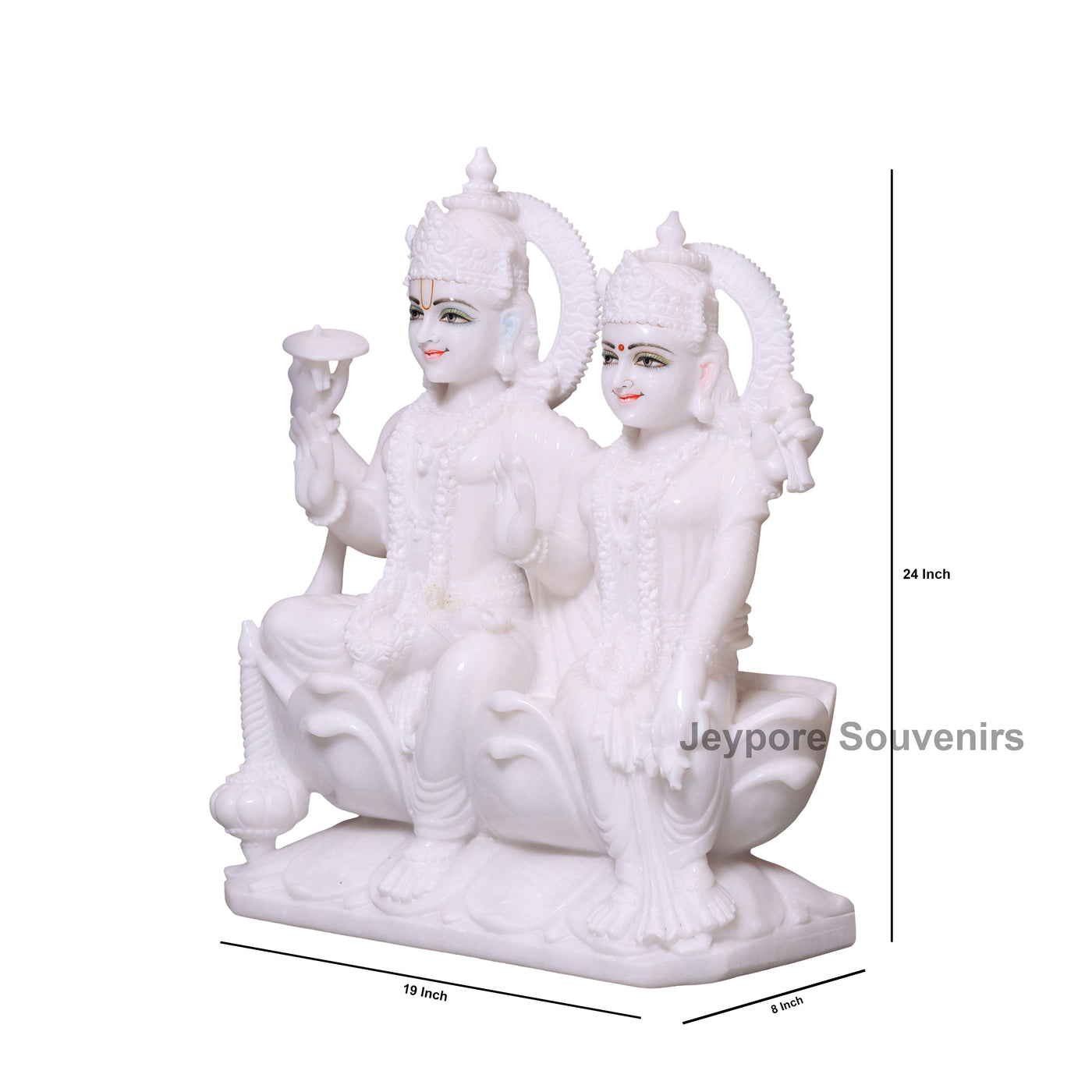 24" Divine White Marble Lakshmi Narayan Idol Set