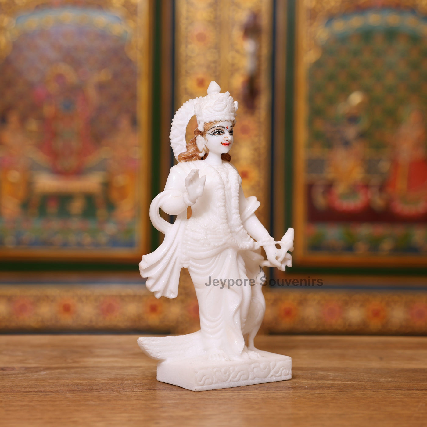 9" Radha And Krishna Idols Pair in Pure White Marble