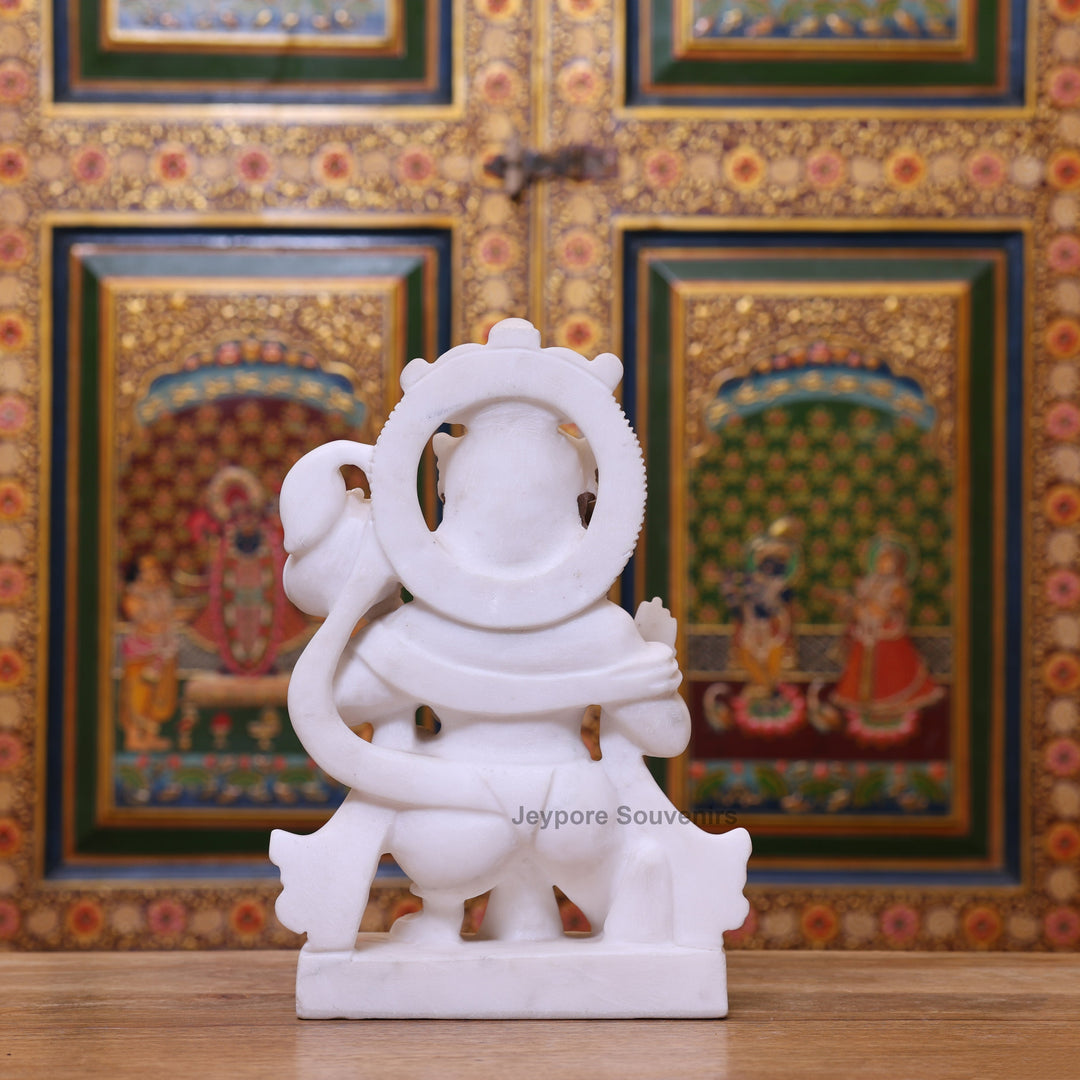 12" Devotional White Marble Lord Hanuman Idol