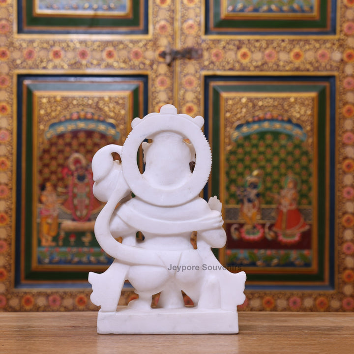 12" Devotional White Marble Lord Hanuman Idol