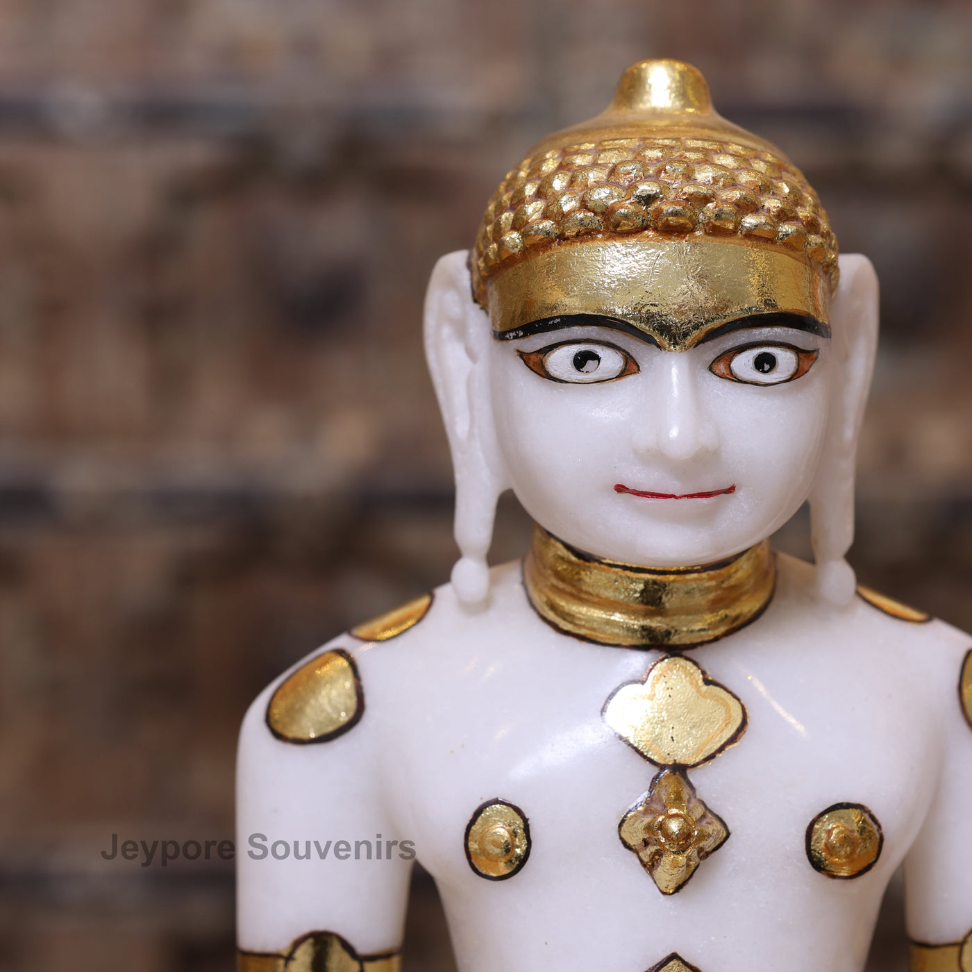 12" Adinath Bhagwan Idol in Pure White Marble