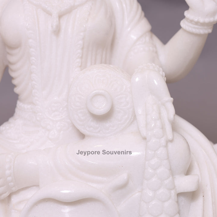 24" Divine Trinity Set: Pure White Marble Lakshmi, Ganesha, &amp;amp; Saraswati Idols&amp;nbsp;