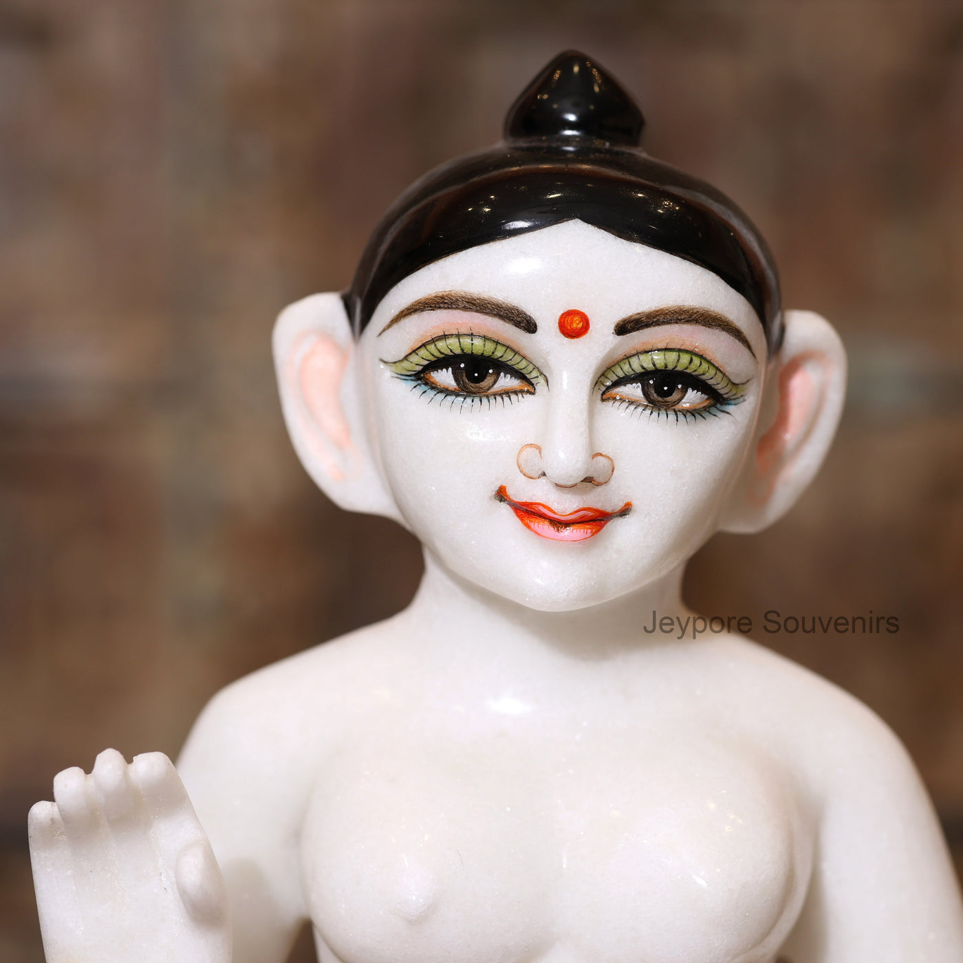 18" Exquisite Handcrafted Black and White Marble Radha Krishna Statues Pair