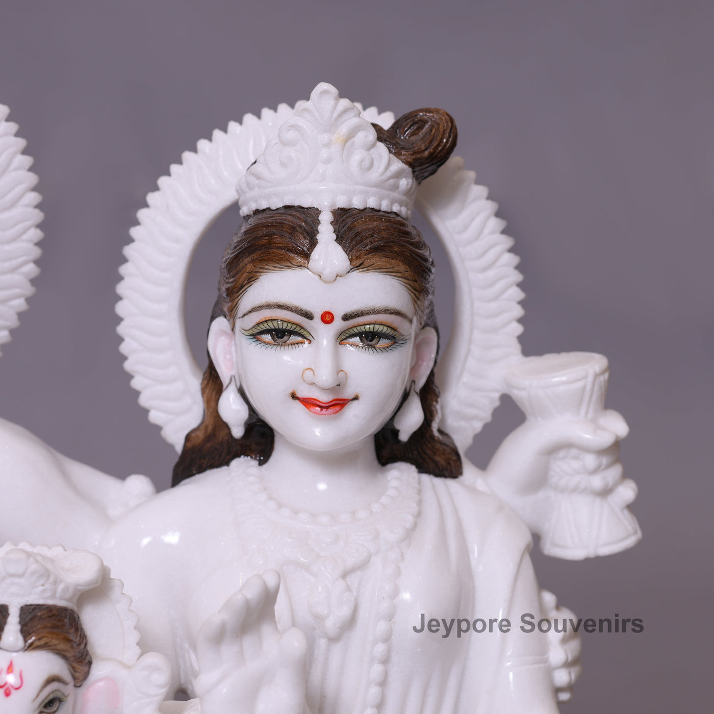 24" White Marble Shiva Parivar Idol - Lord Shiva, Parvati, Ganesha & Kartikeya