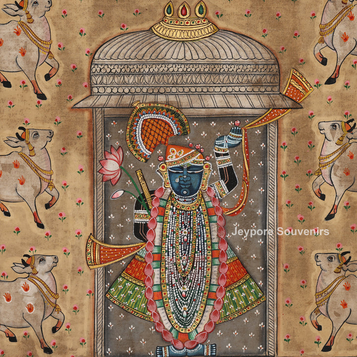 Traditional Pichwai Shrinathji Painting on Cotton Cloth