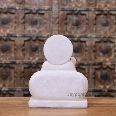 12" Pure White Marble Guru Nanak Dev Ji Idol | Spiritual Home Decor