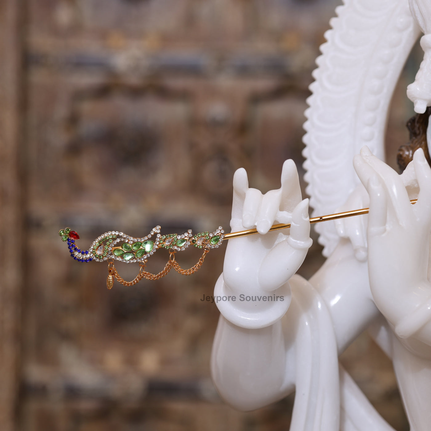 30" Pure White Marble Radha Krishna Statue