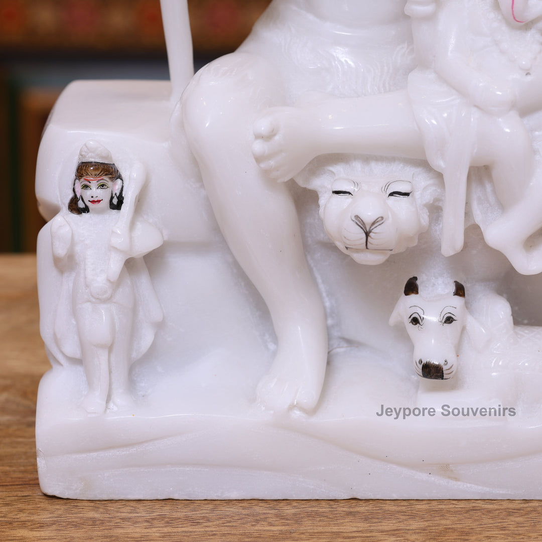 14" White Marble Shiva Parivar Idol | Shiva, Parvati Ganesha, &amp; Kartikeya Set