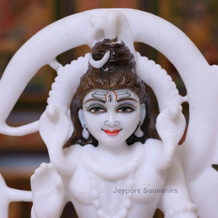 9" Pure White Marble Lord Shiva Murti
