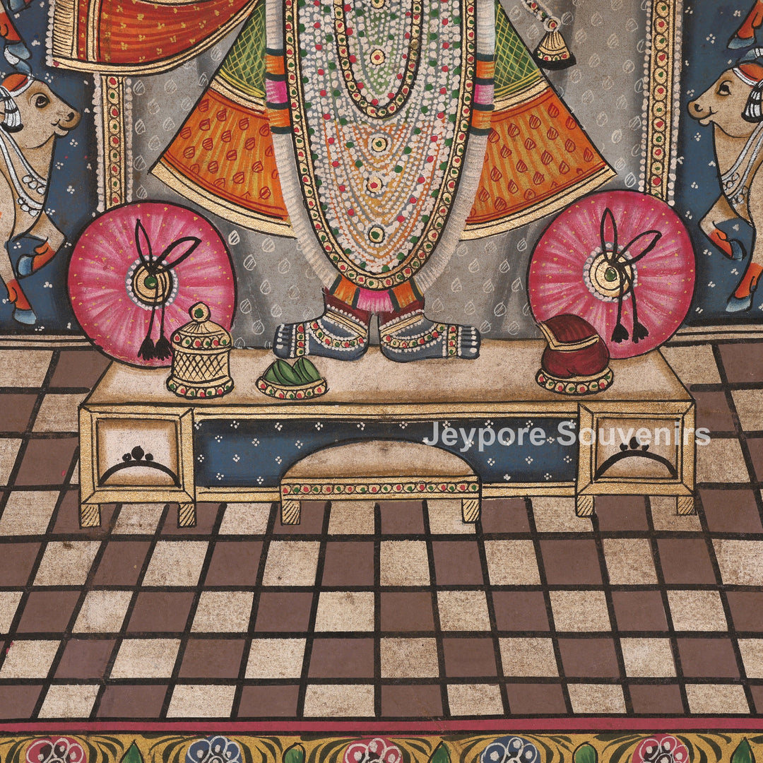 Handcrafted Pichwai Style Shrinathji Painting on Cotton Cloth