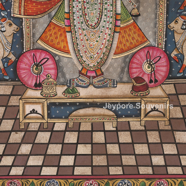 Handcrafted Pichwai Style Shrinathji Painting on Cotton Cloth