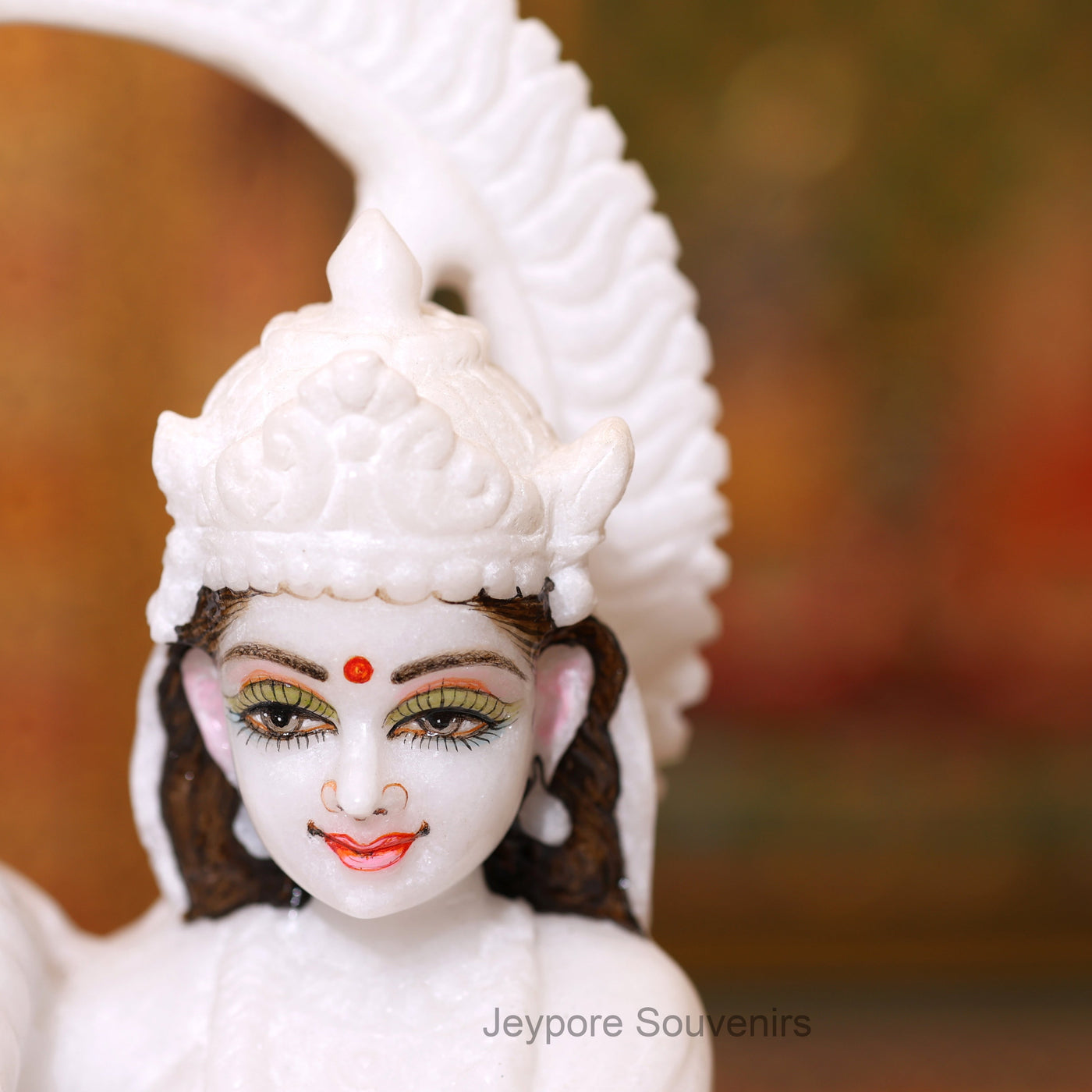 12" Exquisite Pure White Marble Handcrafted Radha Krishna Idol