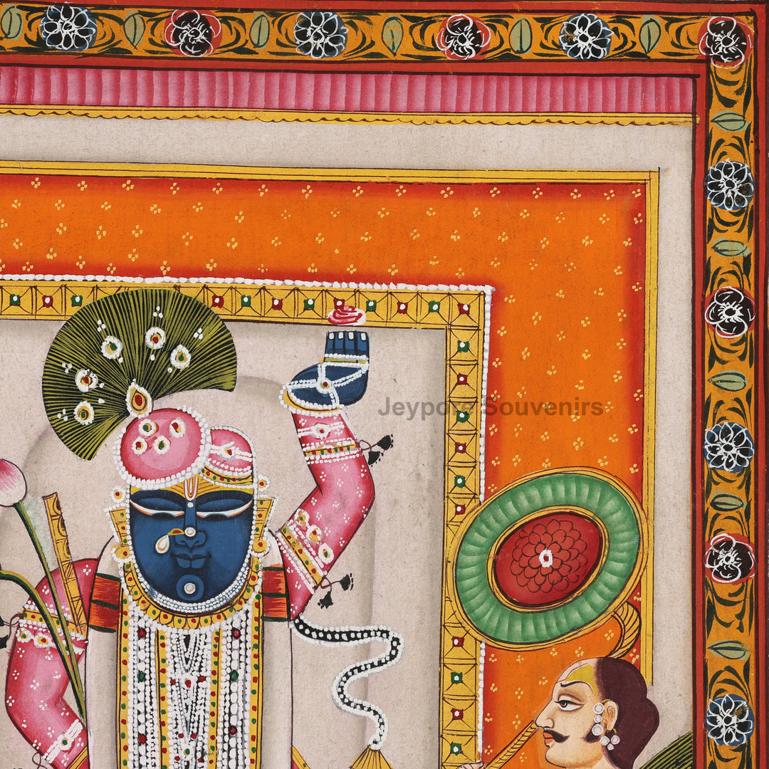 Handcrafted Pichwai Style Shrinathji Painting on Cotton Cloth