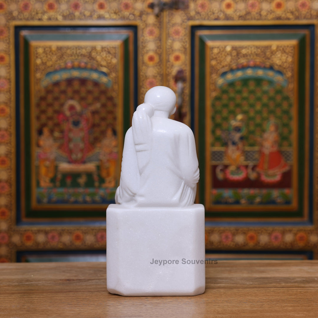12" Handcrafted Pure White Marble Sai Baba Murti