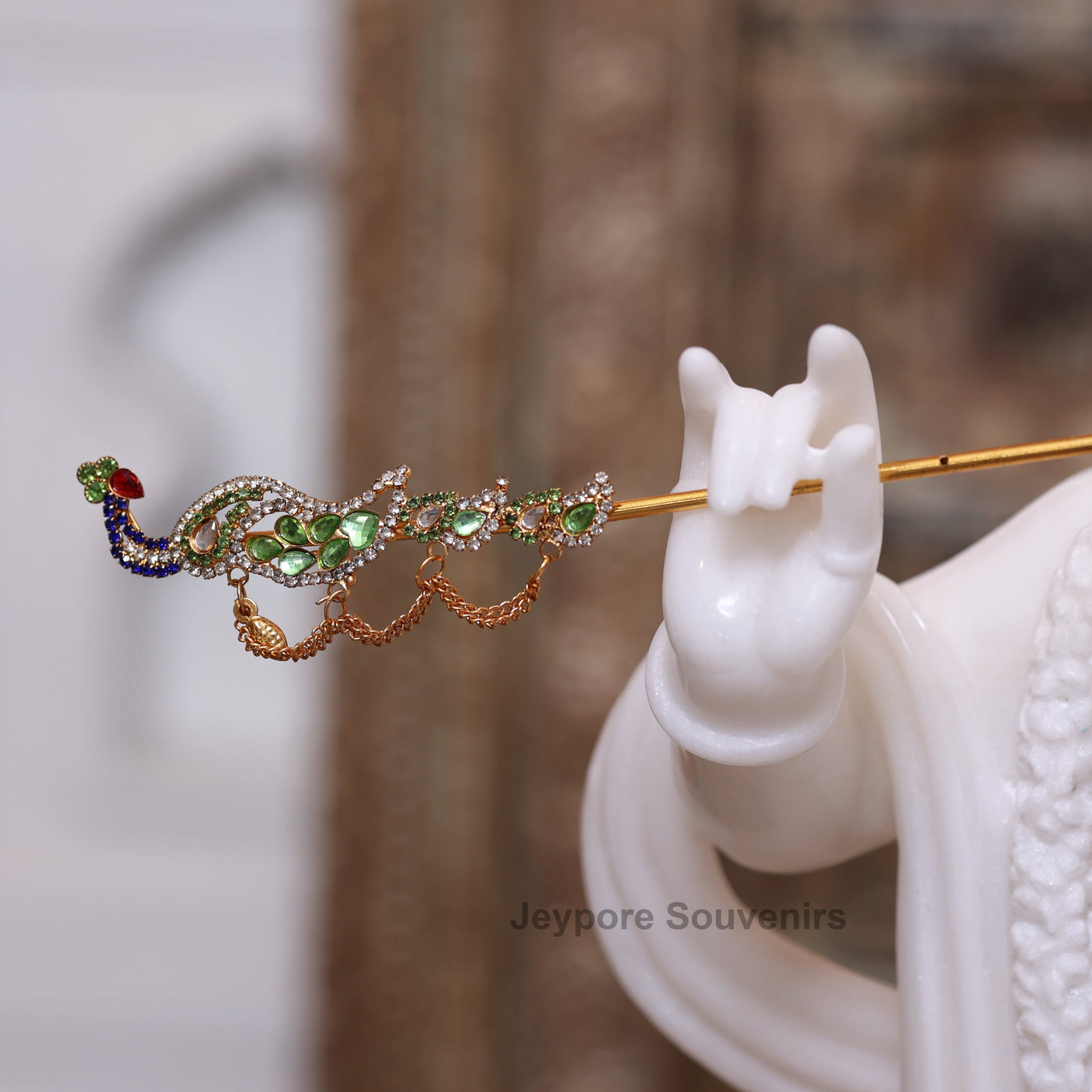 24" Handcrafted Radha Krishna Pure White Marble Statues Pair