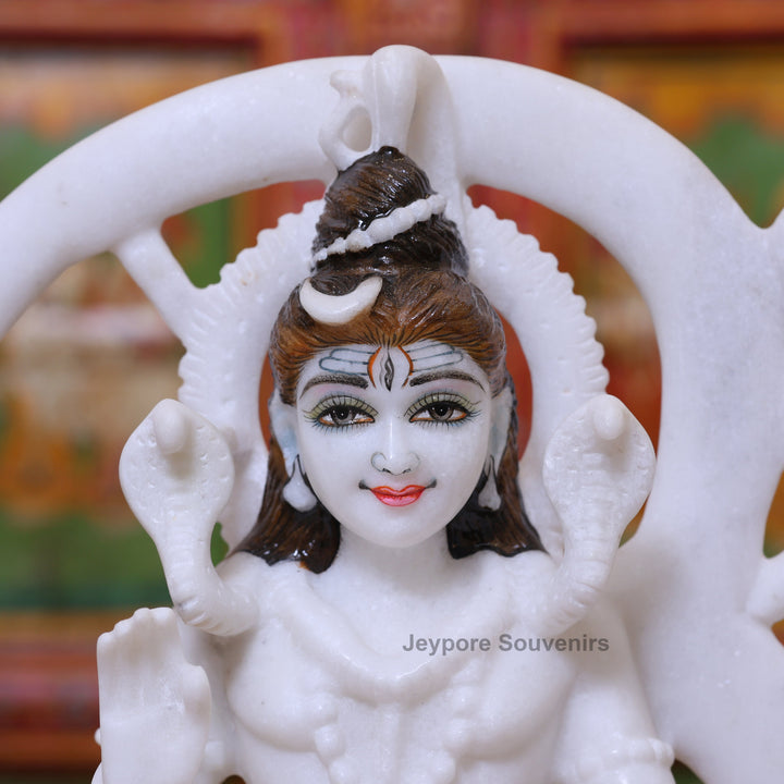 12" Pure White Marble Lord Shiva Idol