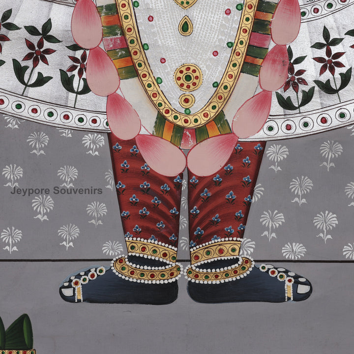 Shrinathji Pichwai Painting With Lotus on Silk