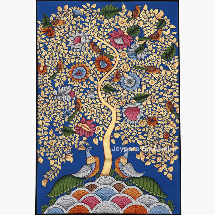 Handcrafted Kalpavriksha (Tree of Life) Painting on Silk