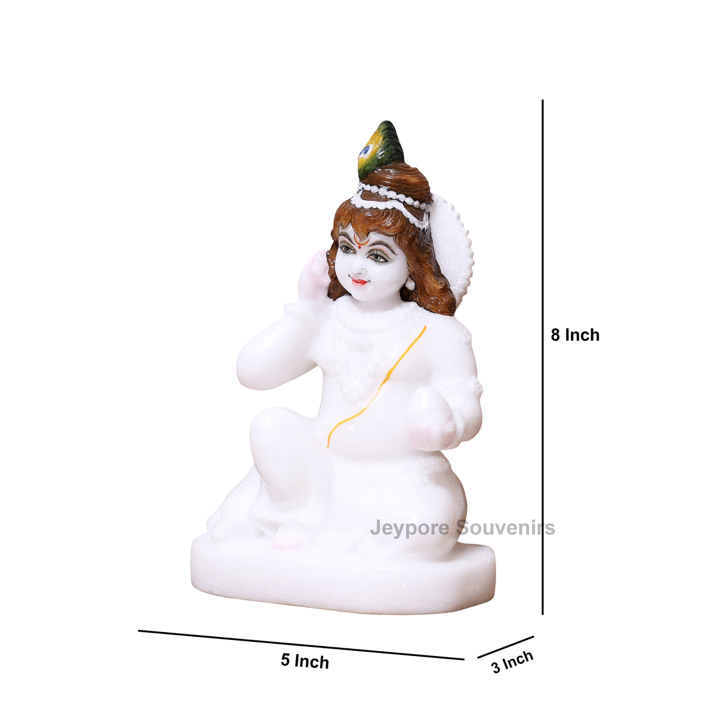 8" Pure White Marble Bal Gopal (Baby Krishna) Statue