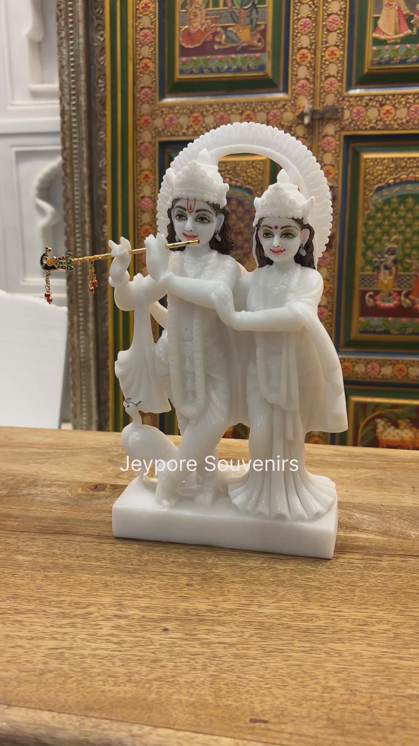 12" Exquisite Pure White Marble Radha Krishna Idol | Handcrafted By Indian Artisans