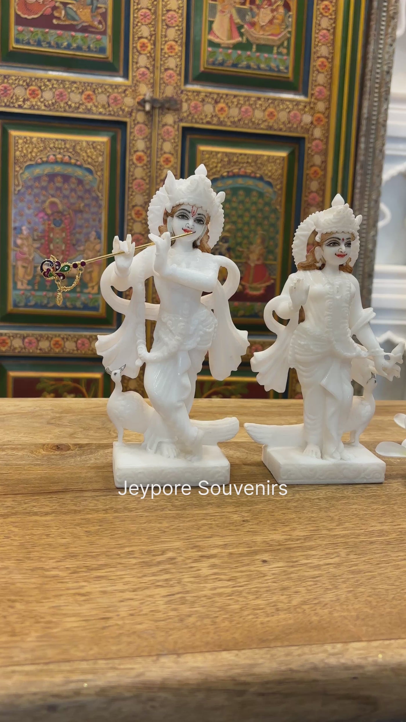 9" Radha And Krishna Idols Pair in Pure White Marble | Handcrafted Murti Set by Jeypore Souvenirs