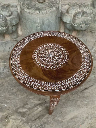 Foldable Coffee table with Handmade Floral Inlay work