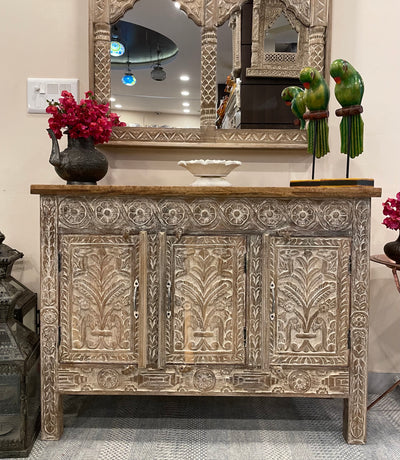 Natural Distressed Console Table