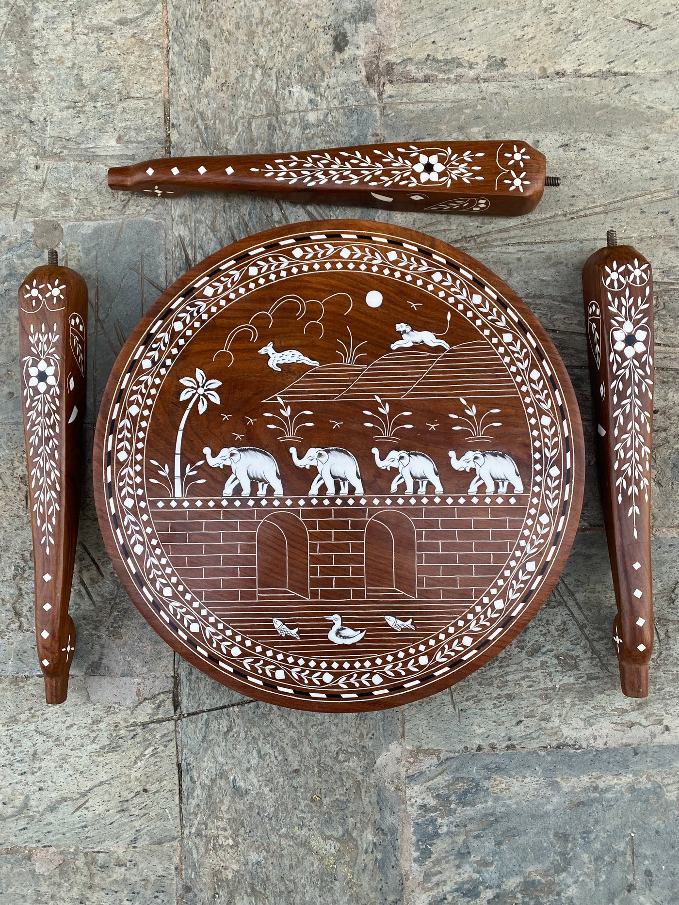 Foldable Coffee table with Handmade Inlay work