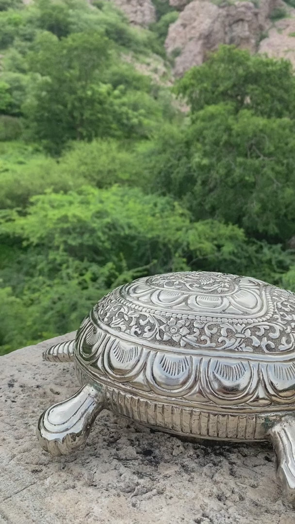 Silver hand carved tortoise