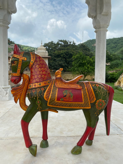 Wooden Hand painted Horse Statue