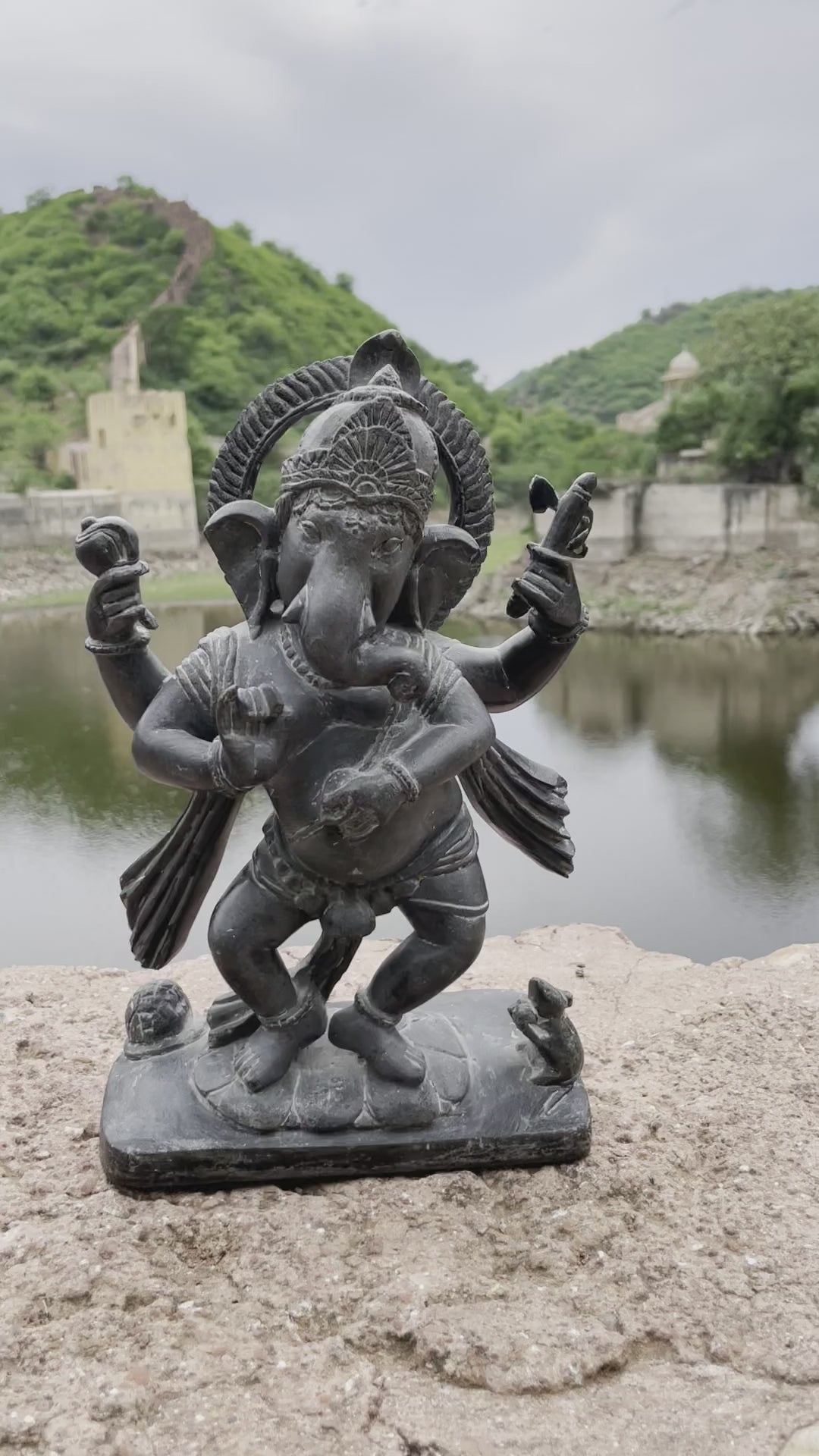 Handcrafted Lord Ganesha statue in black marble