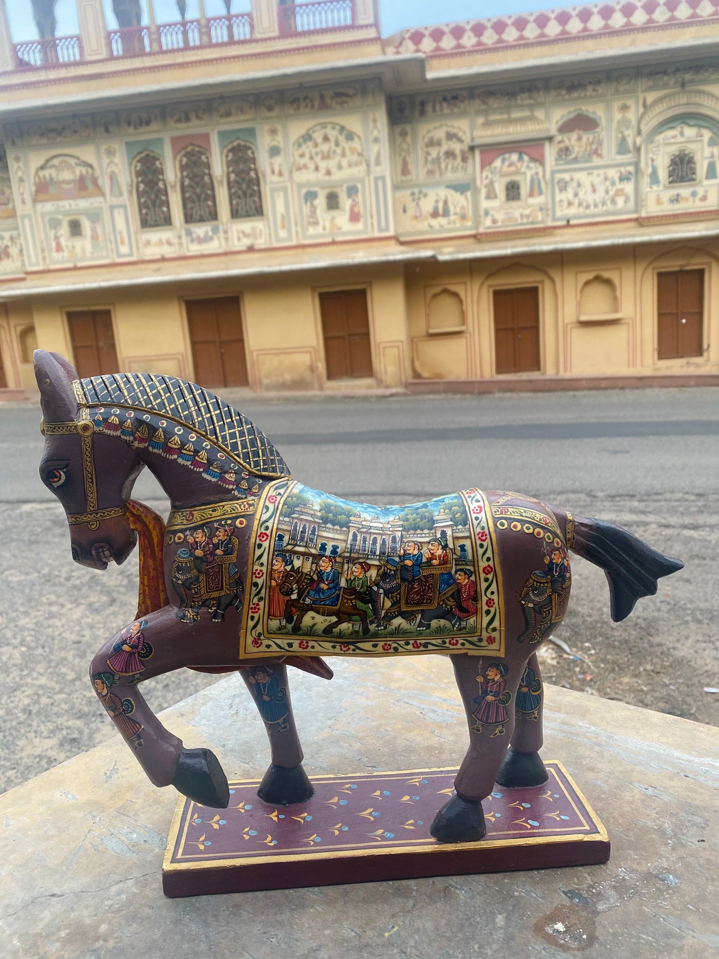 Wooden Hand painted Horse Statue