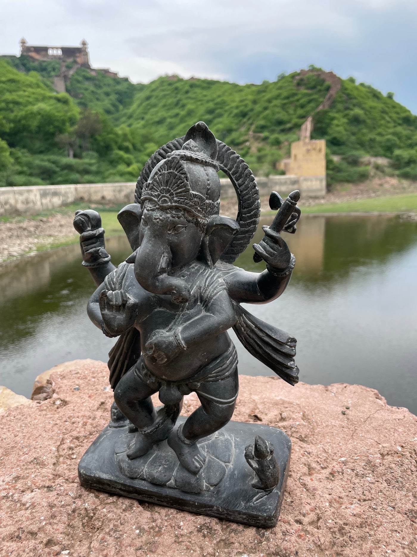 Handcrafted Lord Ganesha statue in black marble