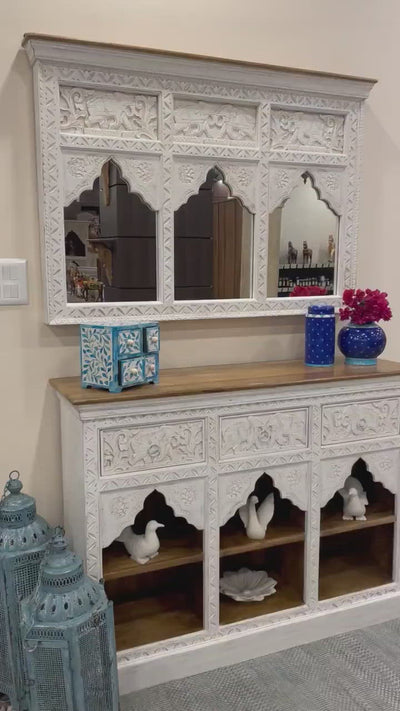 Distressed White Console Table