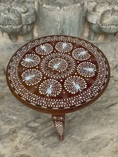 Foldable Coffee table with Handmade Floral Inlay work