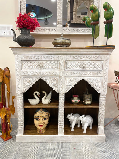 Distressed White Console Table