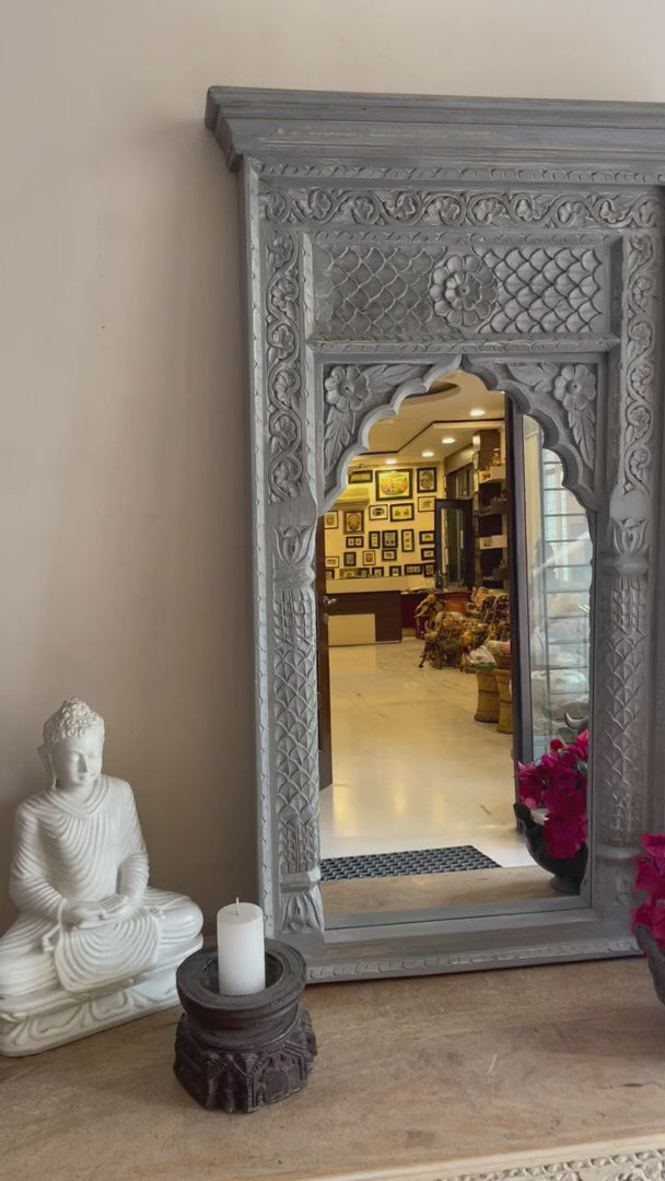 Hand carved Single Jharokha Wall mirror