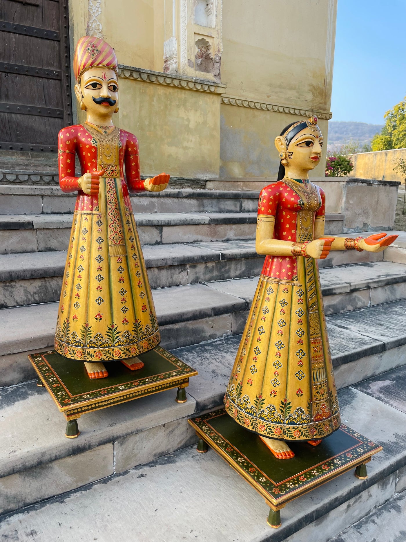 3 feet Gangaur Dolls with real gold leaf work