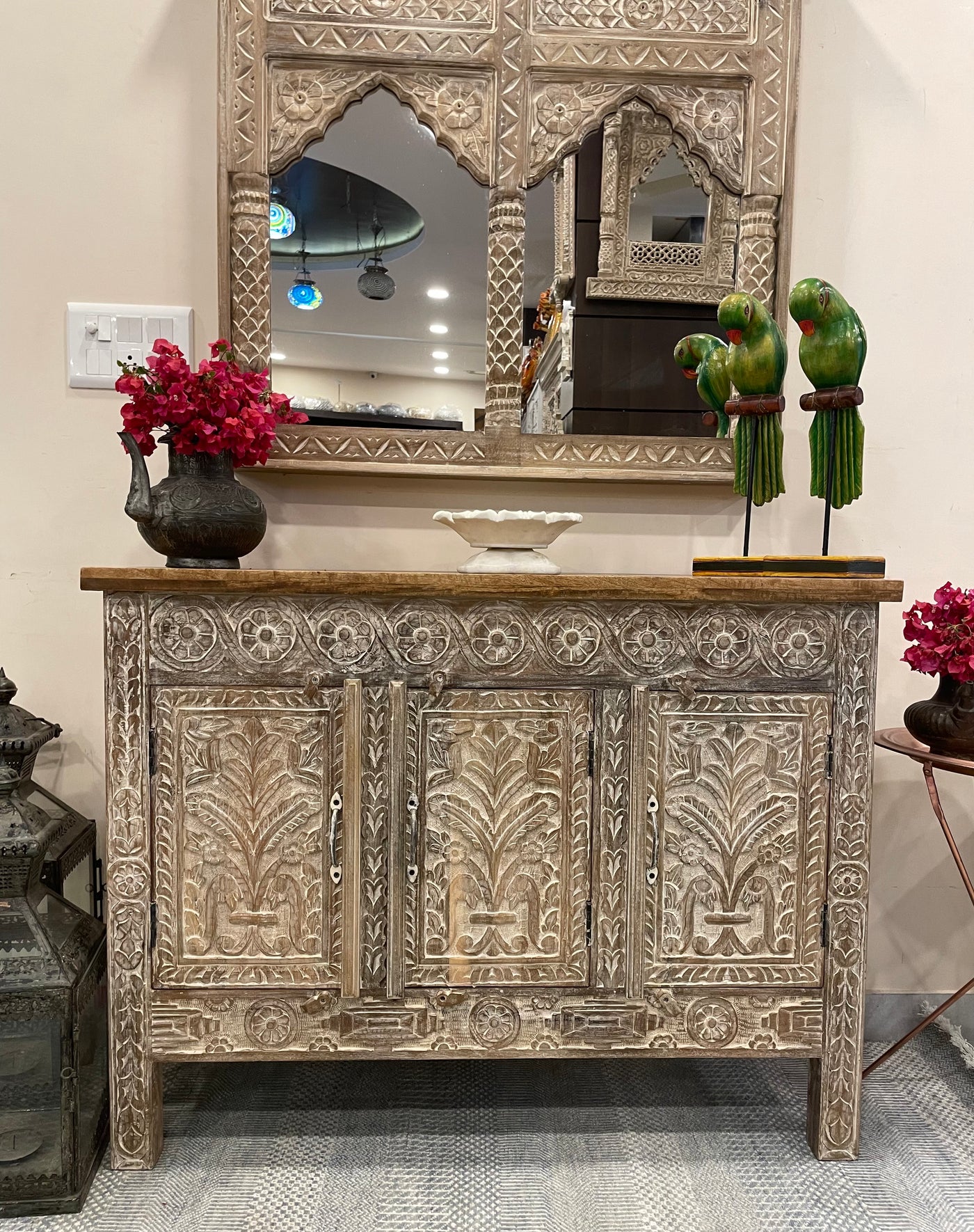 Natural Distressed Console Table