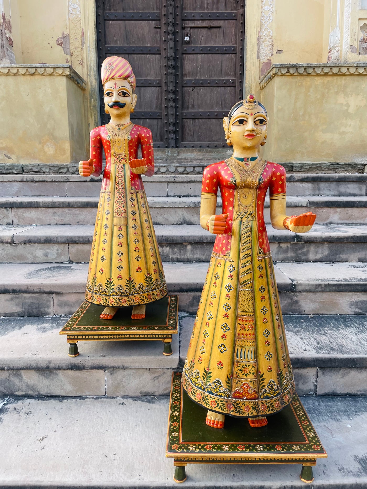 3 feet Gangaur Dolls with real gold leaf work