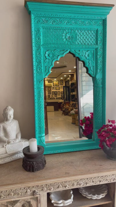 Hand carved Single Jharokha Wall mirror