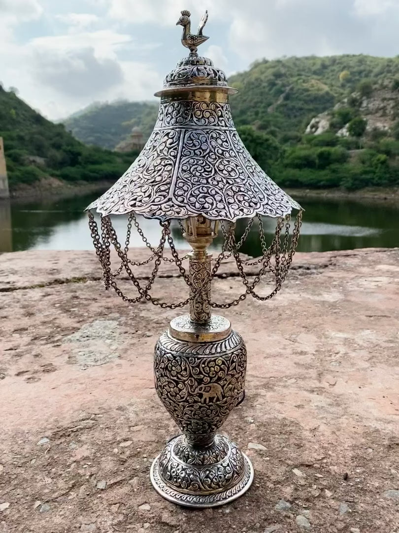 Hand carved German Silver Night Lamp