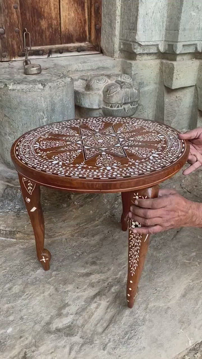 Foldable Coffee table with Handmade Floral Inlay work