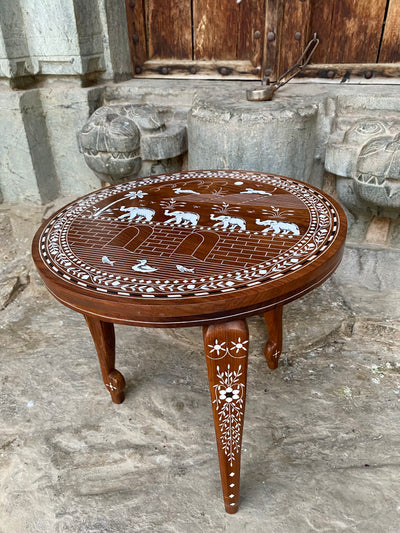 Foldable Coffee table with Handmade Inlay work